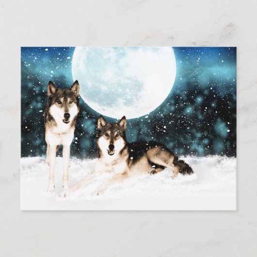 Winterfantasy Art Wolf Postkarte von Monalke (Vorderseite)