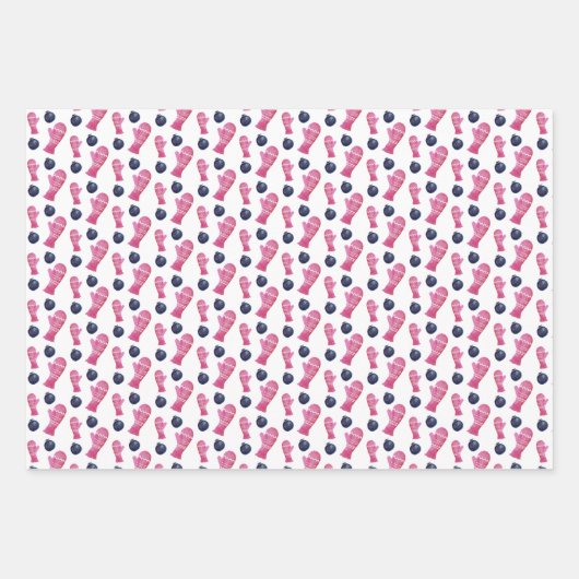 Winterfarbe Illustration Rosa Geschenkpapier Set (Vorderseite 2)