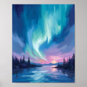 Winterfarbe Nordlichter Poster (Vorne)