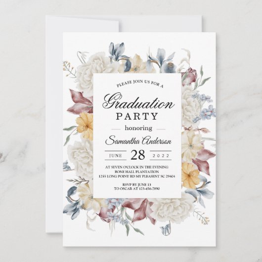 Winterfarben-Blume Einladung (Vorderseite)