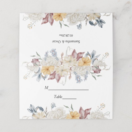 Winterfarben-Blume Platzkarte (Außenseite Aufgefaltet)