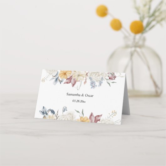 Winterfarben-Blume Platzkarte (Rückseite)