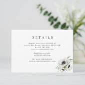 Winterfarbenanemonen Hochzeitdetails Begleitkarte (Stehend Vorderseite)