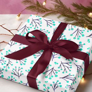 Winterfarbene Blume - Aqua und Indigo Geschenkpapier Set