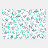 Winterfarbene Blume - Aqua und Indigo Geschenkpapier Set (Vorderseite)