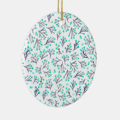Winterfarbene Blume - Aqua und Indigo Keramik Ornament (Rechts)