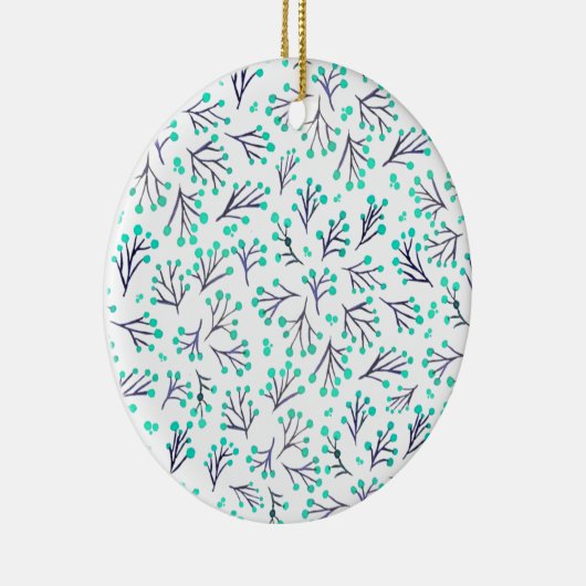 Winterfarbene Blume - Aqua und Indigo Keramik Ornament (Rechts)