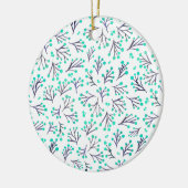 Winterfarbene Blume - Aqua und Indigo Keramik Ornament (Links)