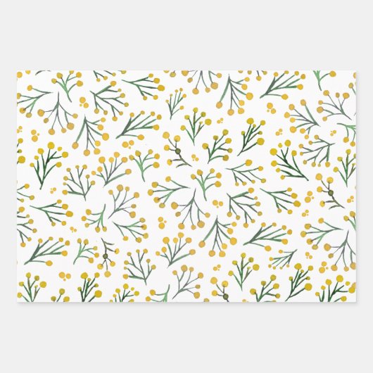 Winterfarbene Blume - gelb Geschenkpapier Set (Vorderseite 3)
