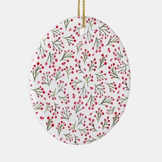 Winterfarbene Blume - rot Keramik Ornament (Rechts)