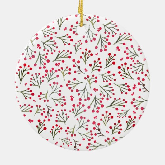 Winterfarbene Blume - rot Keramik Ornament (Hinten)