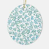 Winterfarbene Blume - Türkis Keramik Ornament (Links)