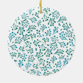 Winterfarbene Blume - Türkis Keramik Ornament (Hinten)