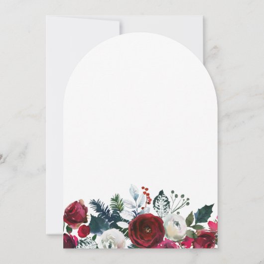 Winterfarbenes, blumengeschmücktes Brautparty Einladung (Rückseite)