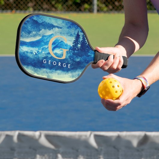 Winterfarbengebirge Landschaftsmonogramm Pickleball Schläger (InSitu)