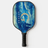 Winterfarbengebirge Landschaftsmonogramm Pickleball Schläger (Vorderseite)