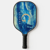 Winterfarbengebirge Landschaftsmonogramm Pickleball Schläger (Rückseite)