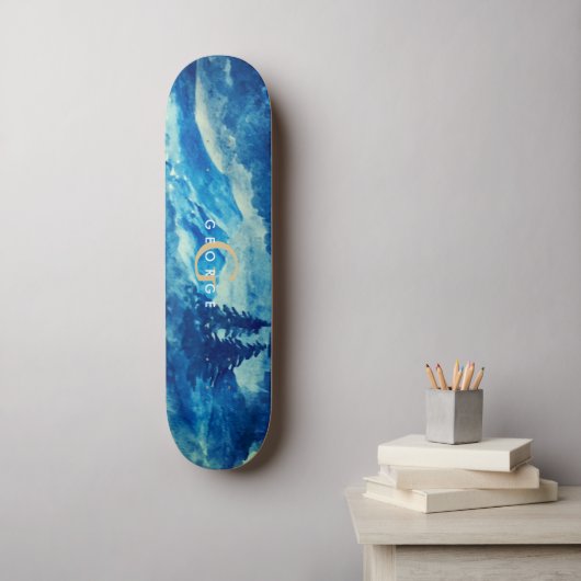 Winterfarbengebirge Landschaftsmonogramm Skateboard (Wandkunst)