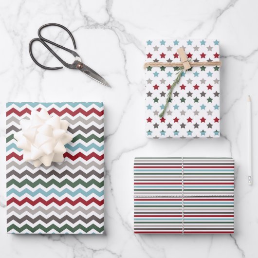 Winterfarbenwrapping Paper Sheets Set 3 Geschenkpapier Set (Vorderseite)