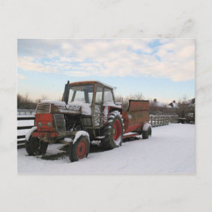 Winterfarm im Schnee Postkarte