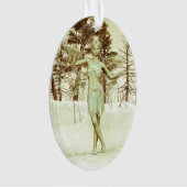 Winterfee in schneebedecktem Fantasy-Wald Kunst Ornament (Vorderseite)