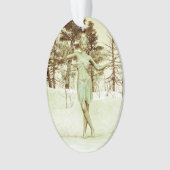 Winterfee in schneebedecktem Fantasy-Wald Kunst Ornament (Vorderseite)