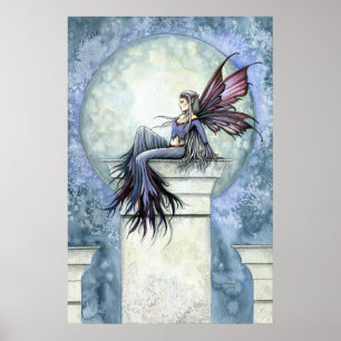 Winterfee Vollmond Poster Druck