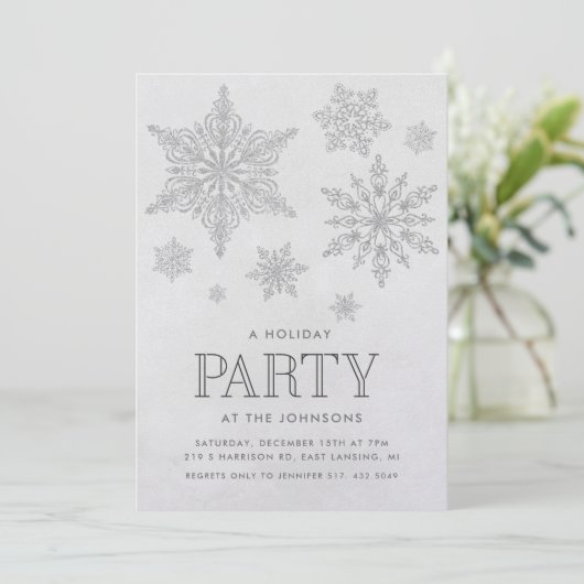 Winterfeier Snowflake Einladung (Stehend Vorderseite)