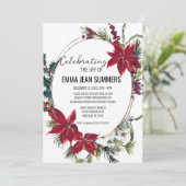 Winterfeier Weihnachten in Poinsettia Einladung (Stehend Vorderseite)
