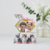 Winterfeiern im Schnee, mit Kätzchen Ankündigung (Stehend Vorderseite)