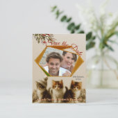 Winterfeiern im Schnee, mit Kätzchen Ankündigung (Stehend Vorderseite)