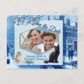 Winterfeiern im Schnee, mit Kätzchen Ankündigungspostkarte (Vorderseite)