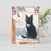 Winterfeiern im Schnee, mit Kätzchen Einladung (Stehend Vorderseite)