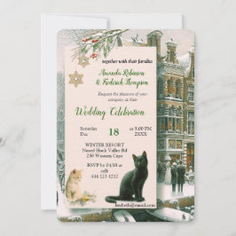 Winterfeiern im Schnee, mit Kätzchen Einladung