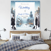 Winterfeiern im Schnee, mit Kätzchen Leinwanddruck (Insitu (Schlafzimmer))