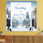 Winterfeiern im Schnee, mit Kätzchen Leinwanddruck (Insitu (Wohnzimmer))
