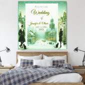 Winterfeiern im Schnee, mit Kätzchen Leinwanddruck (Insitu (Schlafzimmer))