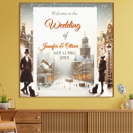 Winterfeiern im Schnee, mit Kätzchen Leinwanddruck (Insitu (Wohnzimmer))