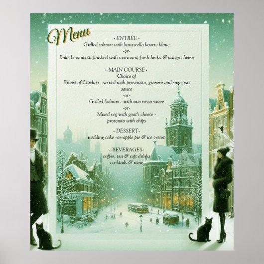 Winterfeiern im Schnee, mit Kätzchen Poster (Vorne)