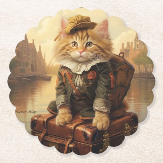 Winterfeiern im Schnee, mit Kätzchen Untersetzer (Vorderseite)