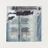 Winterfeiern im Schnee, mit Kätzchen Wandteppich (Vorderseite (Horizontal))