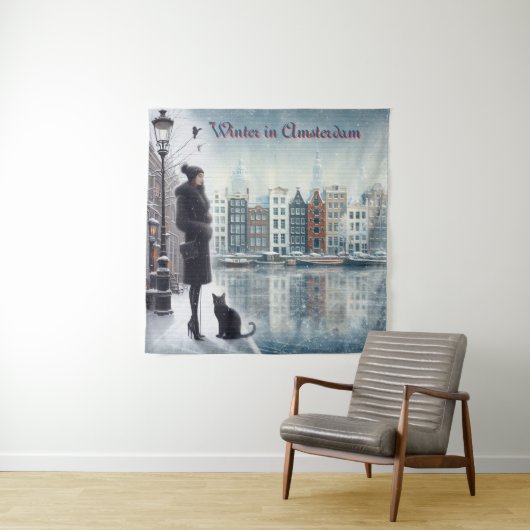 Winterfeiern im Schnee, mit Kätzchen Wandteppich (Beispiel)