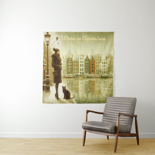 Winterfeiern im Schnee, mit Kätzchen Wandteppich (Beispiel)