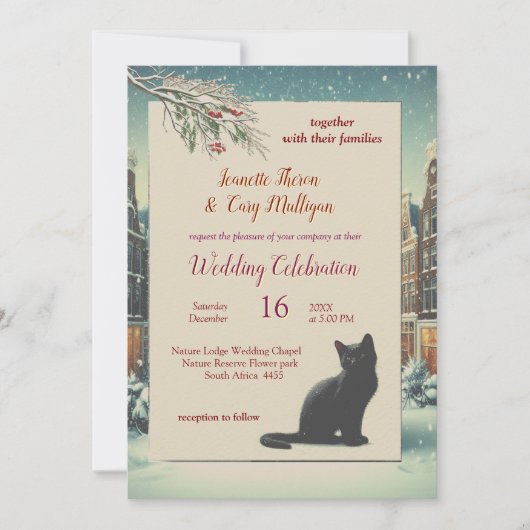 Winterfeiern im Schnee oder in der Sonne. Einladung (Vorderseite)