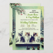 Winterfeiern im Schnee oder in der Sonne. Einladung (Vorne/Hinten)