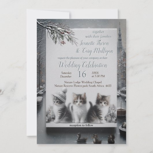 Winterfeiern im Schnee oder in der Sonne. Einladung (Vorderseite)