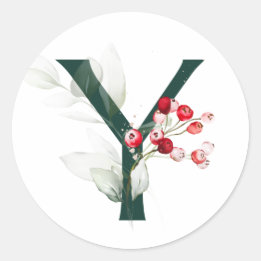 Winterfeiertage MONOGRAMM rote Weihnachtsstern-Bee Runder Aufkleber