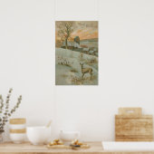 WinterfeldhirscheKircheSchnee Poster (Küche)
