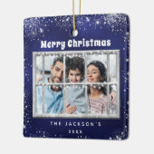 Winterfenster aus blauem Silber-Foto Keramikornament (Links)