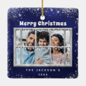 Winterfenster aus blauem Silber-Foto Keramikornament (Rückseite)